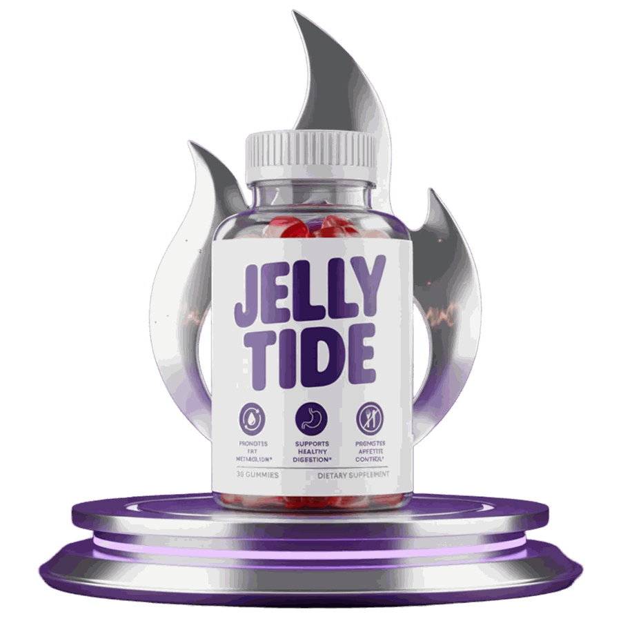 JellyTide apple cider vinegar and BHB gummy bottle, front label