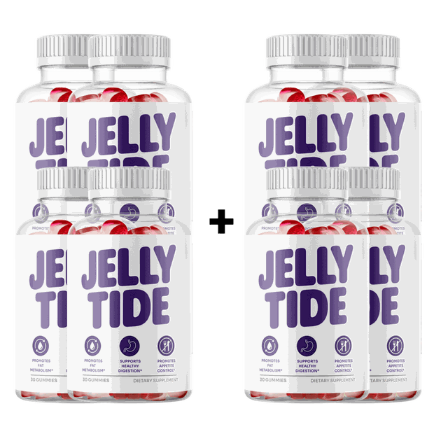 Eight JellyTide bottles, buy four get four free, 240 day supply
